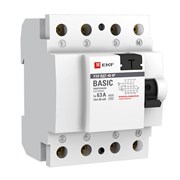 Выключатель дифференциального тока EKF Basic ВДТ-40 4П 63А 30мА elcb-4-63-30e-sim, тип AC, электронное