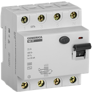 Выключатель дифференциального тока IEK ВД1-63 GENERICA 4П 25А 30мА MDV15-4-025-030, тип AC
