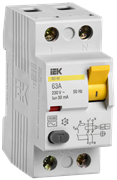 Выключатель дифференциального тока IEK ВД1-63 2П 63А 30мА MDV10-2-063-030, тип AC
