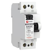 Выключатель дифференциального тока EKF Basic ВДТ-40 2П 40А 300мА elcb-2-40-300e-sim, тип AC, электронное