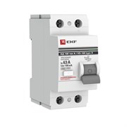 Выключатель дифференциального тока EKF ВД-100 PROxima 2П 63А 100мА elcb-2-63-100-e-a-pro, тип A, электронное