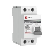 Выключатель дифференциального тока EKF ВД-100 PROxima 2П 63А 100мА elcb-2-63-100-em-a-pro, тип A, электромеханическое
