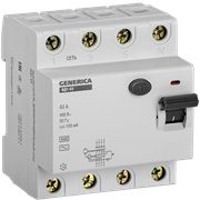 Выключатель дифференциального тока IEK ВД1-63 GENERICA 4п 63А 100мА MDV15-4-063-100, тип AC