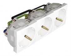 Встраиваемая розетка тройная (тип Schuko) 135х45 мм Efapel Block of Three Earth Sockets (Schuko Type) - 6 Modules