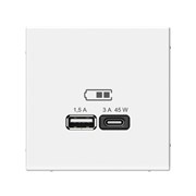 ArtGallery Белый USB Розетка A + тип-C 45Вт высокоскоростная зарядка QC, PD, механизм GAL000129