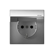Systeme Electric ArtGallery Алюминий Розетка с заз.со шт.с крышк, 16А, IP44,  механизм, быстрозажим. клем. GAL440346S