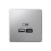 ArtGallery Алюминий USB Розетка A + тип-C 45Вт высокоскоростная зарядка QC, PD, механизм GAL000329 ArtGallery Алюминий USB Розетка A + тип-C 45Вт высокоскоростная зарядка QC, PD, механизм GAL000329