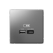ArtGallery Сталь USB Розетка A + тип-C 45Вт высокоскоростная зарядка QC, PD, механизм GAL000929