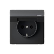 Systeme Electric ArtGallery Карбон Розетка с заз.со шт.с крышк, 16А, IP44,  механизм, быстрозажим. клем. GAL441046S