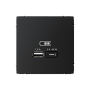 ArtGallery Карбон USB Розетка A + тип-C 45Вт высокоскоростная зарядка QC, PD, механизм GAL001029