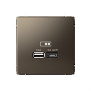 ArtGallery Мокко USB Розетка A + тип-C 45Вт высокоскоростная зарядка QC, PD, механизм GAL000629
