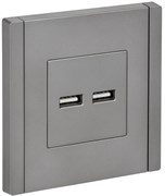 IEK FORTE&PIANO Сталь Розетка USB A+A 3,1А FP549 FP-U21-D31-K46