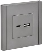 IEK FORTE&PIANO Сталь Розетка USB A+C 3,1А FP550 FP-U22-D31-K46
