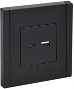 IEK FORTE&PIANO Черный Розетка USB A+C 18Вт FP151 FP-U22-018-K02