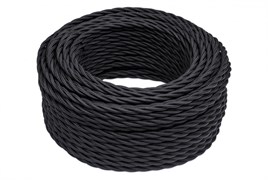 Bironi чёрный матовый витой провод 2*1,5 50м B1-424-73-50