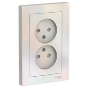 Systeme Electric AtlasDesign жемчуг розетка без заземления, двойная, со шторками,16А, в сборе ATN000422 Systeme Electric AtlasDesign жемчуг розетка без заземления, двойная, со шторками,16А, в сборе ATN000422