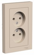 Systeme Electric AtlasDesign песочный розетка двойная б/з,16А, в сборе ATN001220