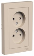 Systeme Electric AtlasDesign песочный розетка двойная без заземления, со шторками, 16А, в сборе ATN001222