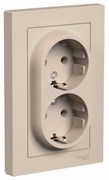 Systeme Electric AtlasDesign песочный розетка двойная с заземлением, 16А, в сборе ATN001224