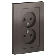 Systeme Electric AtlasDesign мокко розетка без заземления, двойная, 16А, в сборе ATN000620