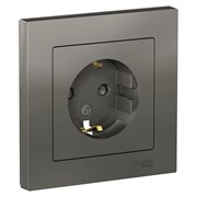 Systeme Electric AtlasDesign сталь розетка с заземлением, со шторками, 16А, в сборе ATN000944