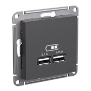 Systeme Electric AtlasDesign базальт розетка USB A+A, 5В/2,1 А, 2х5В/1,05 А, механизм ATN001433