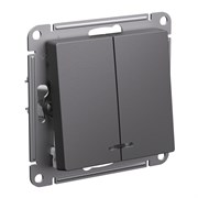 Systeme Electric AtlasDesign базальт выключатель 2-клавишный с подсветкой, сх.5а, 10АХ, механизм ATN001453