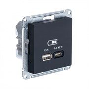 Systeme Electric AtlasDesign карбон USB розетка A + тип-C 45W высокоскоростная зарядка QC, PD, механизм ATN001029 Systeme Electric AtlasDesign карбон USB розетка A + тип-C 45W высокоскоростная зарядка QC, PD, механизм ATN001029