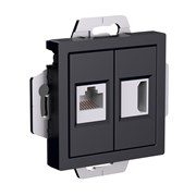 Systeme Electric AtlasDesign карбон розетка двойная HDMI+RJ45, кат.5Е, механизм ATN001082 Systeme Electric AtlasDesign карбон розетка двойная HDMI+RJ45, кат.5Е, механизм ATN001082