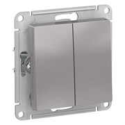 Systeme Electric AtlasDesign Aqua алюминий выключатель 2-клавишный, IP44, сх.5, 10АХ, механизм ATN440351