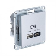 Systeme Electric AtlasDesign алюминий USB розетка A + тип-C 45W высокоскор.заряд. QC,PD, механизм ATN000329