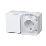 Systeme Electric AtlasDesign Profi54 наружный белый блок: розетка с заземлением, со шт. + выключатель 1-клавишный 10А IP54 ATN540170 Systeme Electric AtlasDesign Profi54 наружный белый блок: розетка с заземлением, со шт. + выключатель 1-клавишный 10А IP54 ATN540170