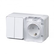 Systeme Electric AtlasDesign Profi54 наружный белый блок: розетка с заземлением, со шт. + выключатель 2-клавишный 10А IP54 ATN540174 Systeme Electric AtlasDesign Profi54 наружный белый блок: розетка с заземлением, со шт. + выключатель 2-клавишный 10А IP54 ATN540174