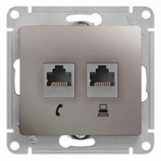 Glossa платина розетка 2-ая RJ11+RJ45, кат.5E GSL001285 Glossa платина розетка 2-ая RJ11+RJ45, кат.5E GSL001285