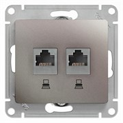 Glossa платина розетка 2-ая компьютерная RJ45+RJ45, кат.5E GSL001285KK Glossa платина розетка 2-ая компьютерная RJ45+RJ45, кат.5E GSL001285KK