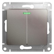 Glossa платина выключатель 2-клавишный с подсветкой, сх.5а, 10AX GSL001253 Glossa платина выключатель 2-клавишный с подсветкой, сх.5а, 10AX GSL001253