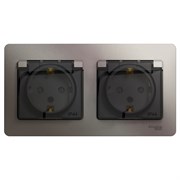 Glossa платина розетка 2-ая с заземлением, со шторками, в сборе, IP44 GSL001247 Glossa платина розетка 2-ая с заземлением, со шторками, в сборе, IP44 GSL001247