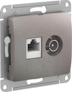 Glossa платина розетка двойная TV + компьютерная RJ45, кат. 5Е GSL001289 Glossa платина розетка двойная TV + компьютерная RJ45, кат. 5Е GSL001289