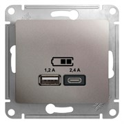 Glossa платина розетка USB A+С, 5В/2,4А, 2х5В/1,2А GSL001239 Glossa платина розетка USB A+С, 5В/2,4А, 2х5В/1,2А GSL001239