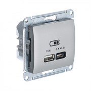 Glossa платина USB розетка A + тип-C 45W высокоскоростная зарядка QC, PD, механизм GSL001229 Glossa платина USB розетка A + тип-C 45W высокоскоростная зарядка QC, PD, механизм GSL001229