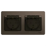 Glossa шоколад розетка 2-ая с заземлением, со шторками, в сборе, IP44 GSL000847 Glossa шоколад розетка 2-ая с заземлением, со шторками, в сборе, IP44 GSL000847