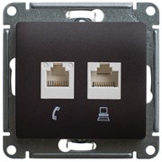 Glossa шоколад розетка 2-ая компьютерная RJ45+RJ45, кат.5E GSL000885KK Glossa шоколад розетка 2-ая компьютерная RJ45+RJ45, кат.5E GSL000885KK