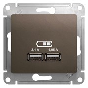 Glossa шоколад розетка USB 5В/2,1А, 2х5В/1,05А GSL000833 Glossa шоколад розетка USB 5В/2,1А, 2х5В/1,05А GSL000833