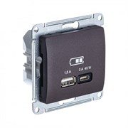 Glossa шоколад USB розетка A + тип-C 45W высокоскоростная зарядка QC, PD, механизм GSL000829 Glossa шоколад USB розетка A + тип-C 45W высокоскоростная зарядка QC, PD, механизм GSL000829
