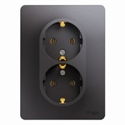 Glossa графит розетка 2-ая с заземлением, (в сборе) GSL001324 Glossa графит розетка 2-ая с заземлением, (в сборе) GSL001324