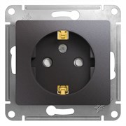 Glossa графит розетка с заземлением, со шторками GSL001345 Glossa графит розетка с заземлением, со шторками GSL001345