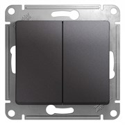 Glossa графит переключатель 2-клавишный, сх.6,10AX GSL001365 Glossa графит переключатель 2-клавишный, сх.6,10AX GSL001365