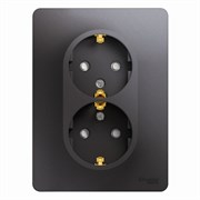 Glossa графит розетка 2-ая с заземлением, со шторками (в сборе) GSL001326 Glossa графит розетка 2-ая с заземлением, со шторками (в сборе) GSL001326