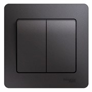 Glossa графит выключатель 2-клавишный, сх.5, 10AX (в сборе) GSL001352 Glossa графит выключатель 2-клавишный, сх.5, 10AX (в сборе) GSL001352