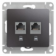 Glossa графит розетка 2-ая компьютерная RJ45+RJ45, кат.5E GSL001385KK Glossa графит розетка 2-ая компьютерная RJ45+RJ45, кат.5E GSL001385KK
